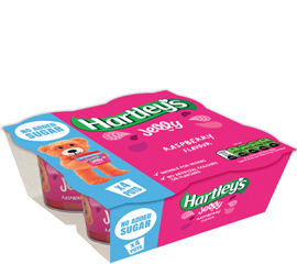 Hartley's No Added Sugar Raspberry 4 Pack Jelly Pots